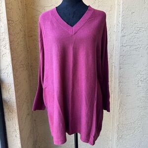 J. Jill Pure Jill Easy Rib-trimmed Pullover Sweater Sz L Goji Berry 3/4 Sleeve